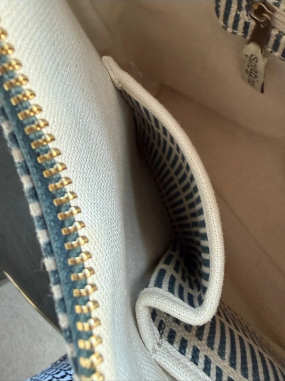 Spartina 449 Daufuskie Island Blue Cream Striped Linen Shoulder Bag